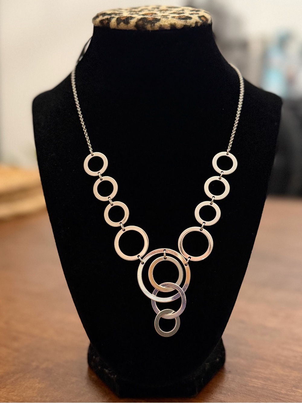 925 Sterling Silver Statement Necklace – 18” – 15.3g – Open Circle Link Design
